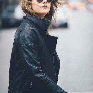 J Brand Black Leather Oversized Leather Jacket